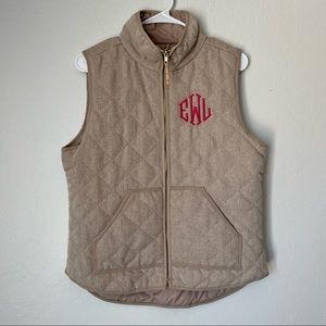 MarleyLilly Tan Herringbone Vest Womens Size Medium